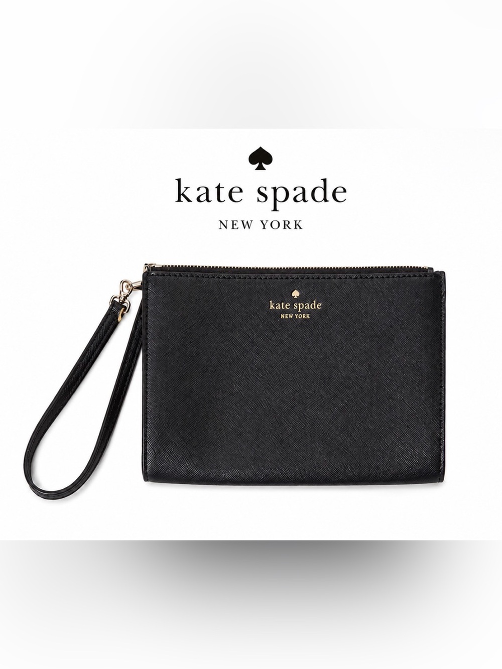 kate spade Black Saffiano Leather Wristlet Clutch (Project)